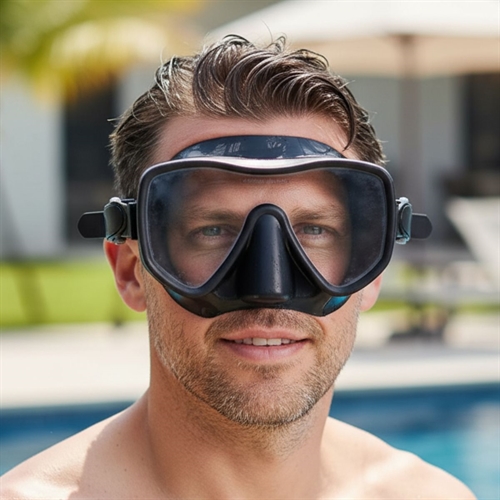 ASG dykkermaske placeret på en mand