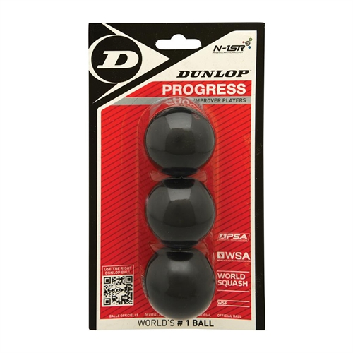 Dunlop Progress Squashbolde - 3 stk